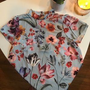 J.Crew Blue Floral Blouse